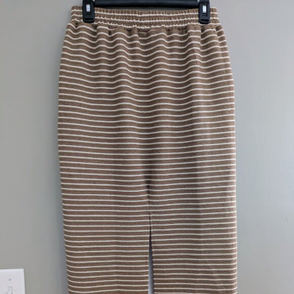 Womens Striped Midi Skirt with Pockets and Slit Size Large - Picture 2 of 5
